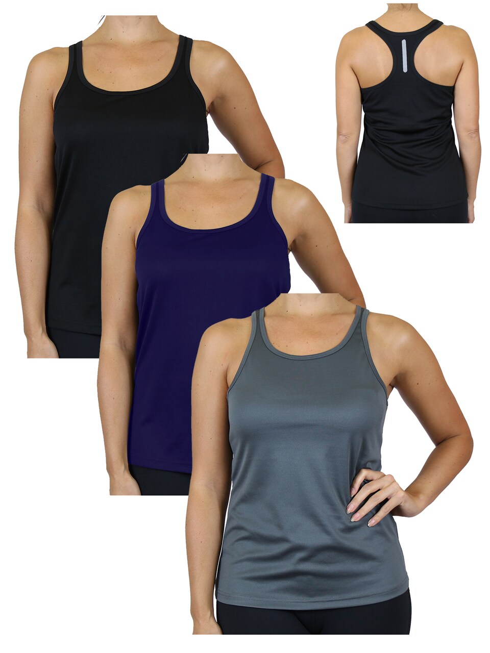 Galaxy By Harvic Women's Moisture Wicking Racerback Tank-3 Pack (S-3XL)